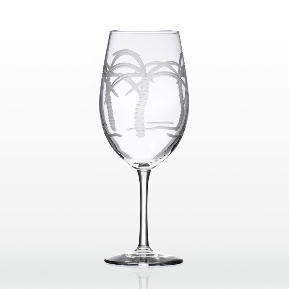 Rolf Glass Palm Tree 18 oz. Clear All Purpose Wine (Set of 4)