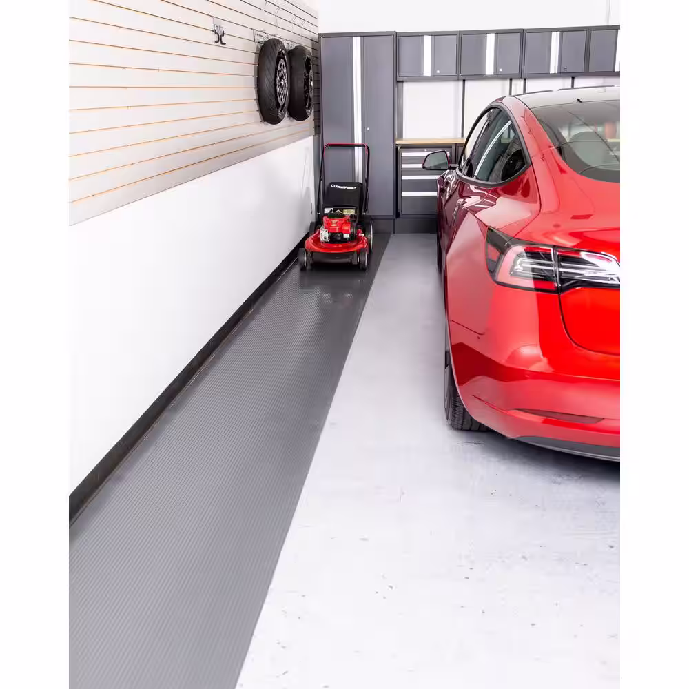 G-Floor Ribbed 30 in. W x 24 ft. L Slate Grey Commercial Grade Vinyl Garage Flooring Runner
