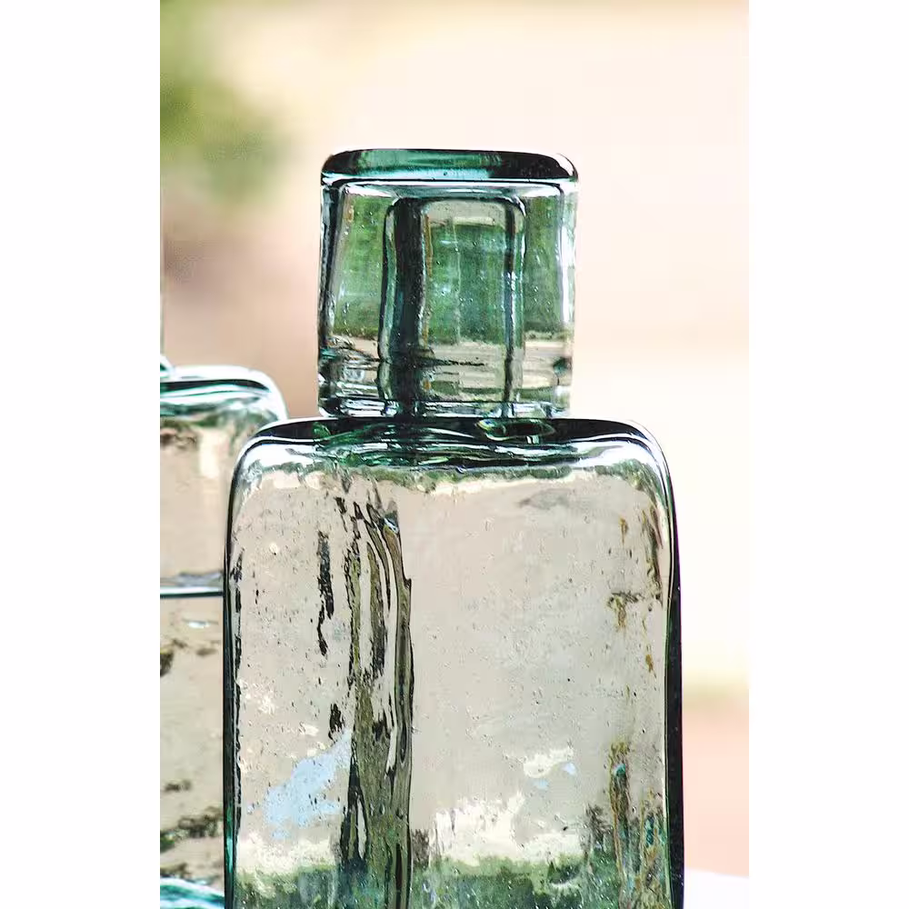 None 2-Piece Clear Glass Bedside Water Carafe and Drinking Glass