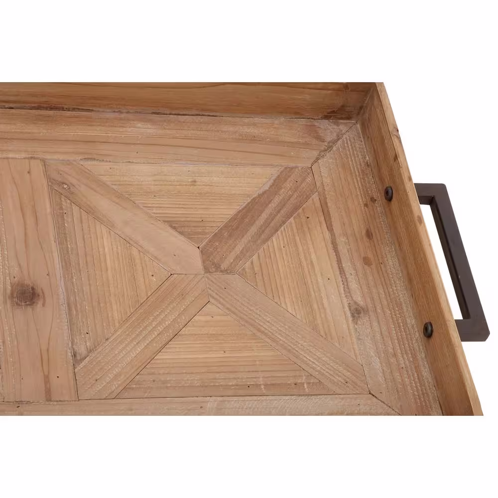 Litton Lane Contemporary Brown Wood Contemporary Tray