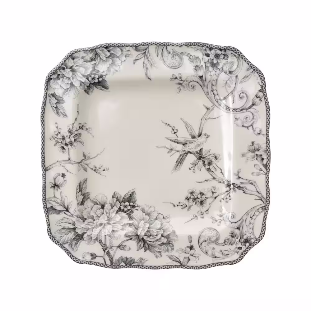 222 Fifth Adelaide 16-Piece Casual White and Grey Porcelain Dinnerware Set (Service for 4)