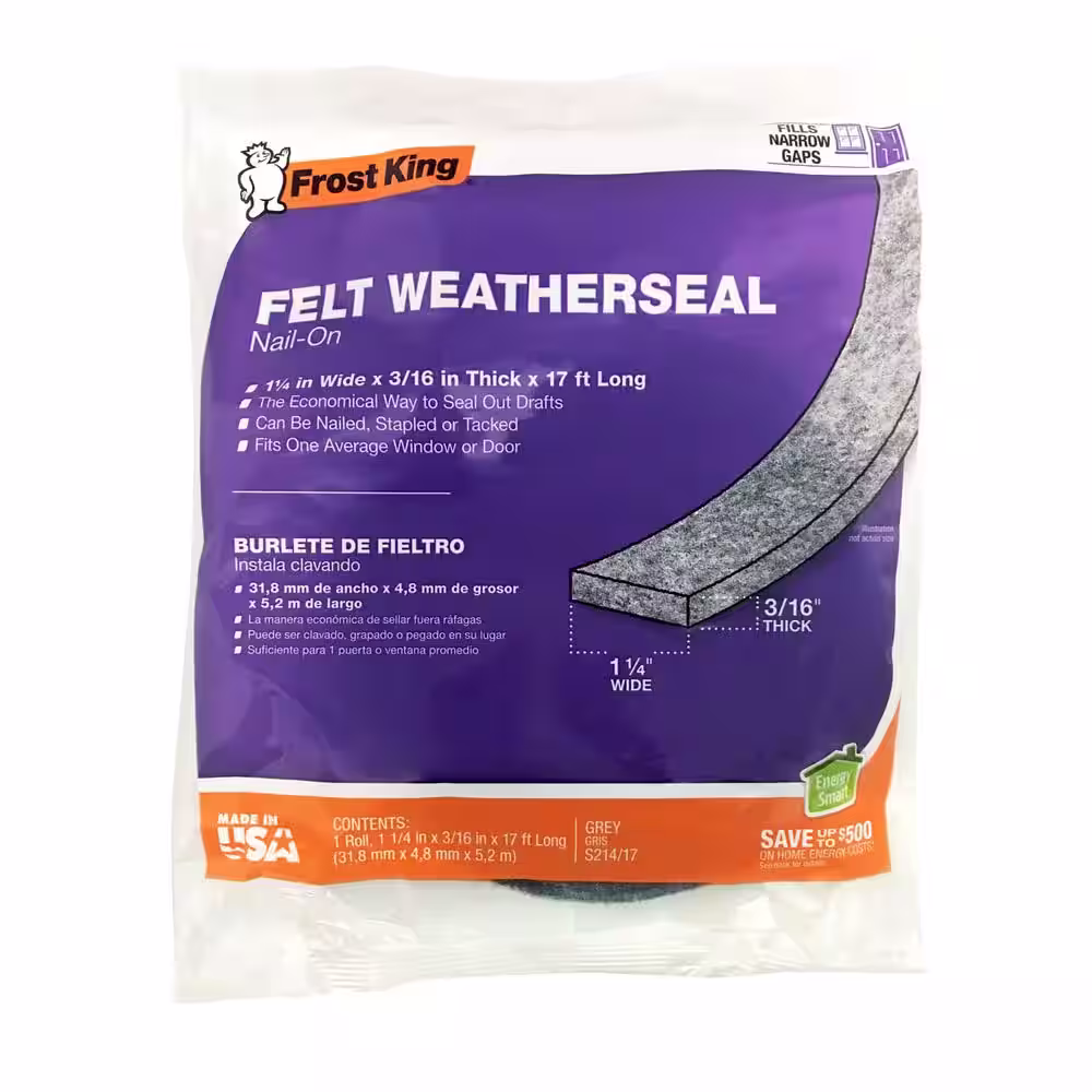 Frost King 1-1/4 in. x 17 ft. Nail-On Felt Weather Seal