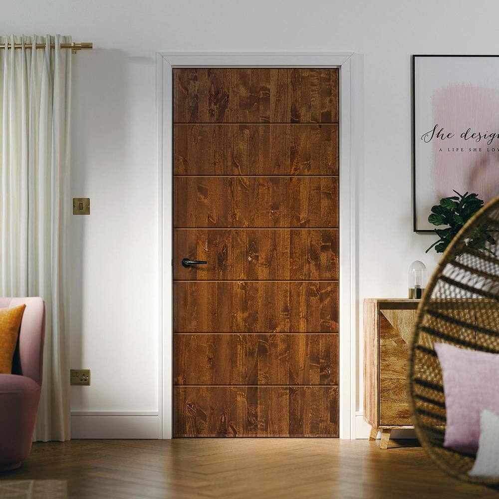 CALHOME 30 in. x 80 in. Hollow Core Walnut Stained Solid Wood Interior Door Slab Slab