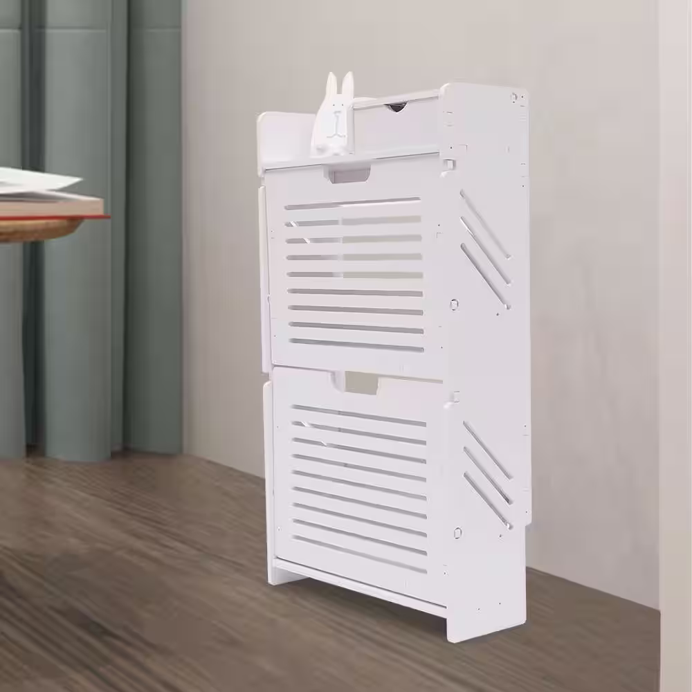 None 31.69 in. x 18.11 in. Free-Standing White PVC Shoe Storage Cabinet