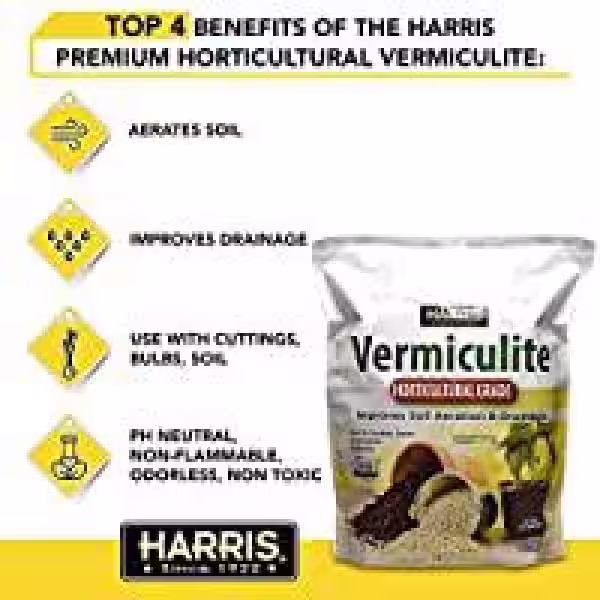 Harris 8 Qt. Premium Horticultural Vermiculite for Indoor Plants and Gardening (2-Pack)