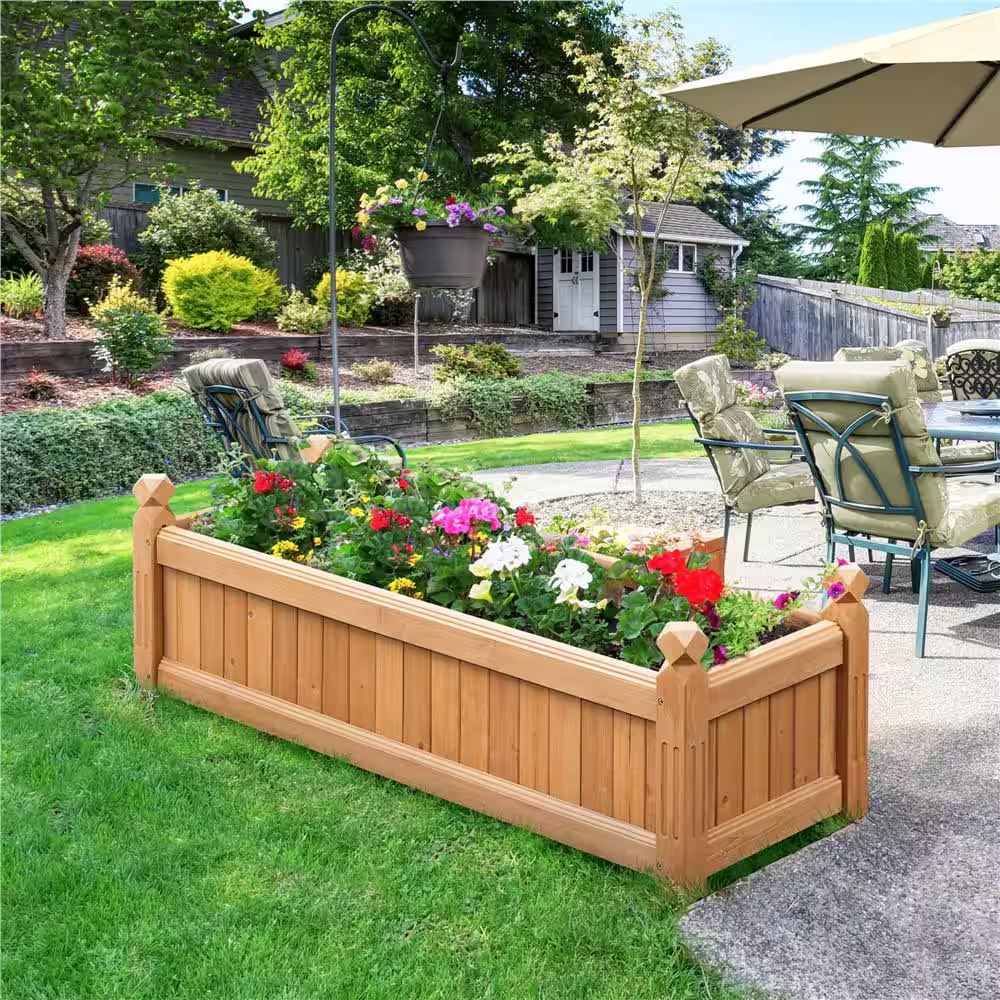 None 43.5 in. L x 16 in. W x 14 in. H Wooden Raised Garden Bed Planter Box for Patio/Yard/Greenhouse, Light Brown