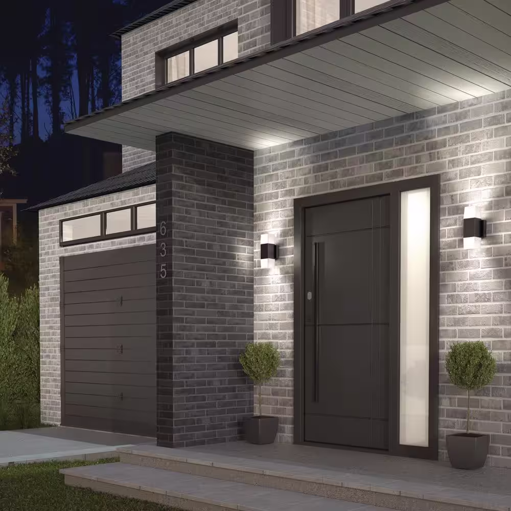Artika Lenox Black Modern 3 CCT Integrated LED Outdoor Hardwired Garage and Porch Light Lantern Sconce