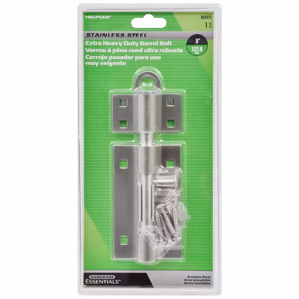 Hardware Essentials 5 in. Stainless Steel Extra Heavy Gate Barrel Bolt (2-Pack)