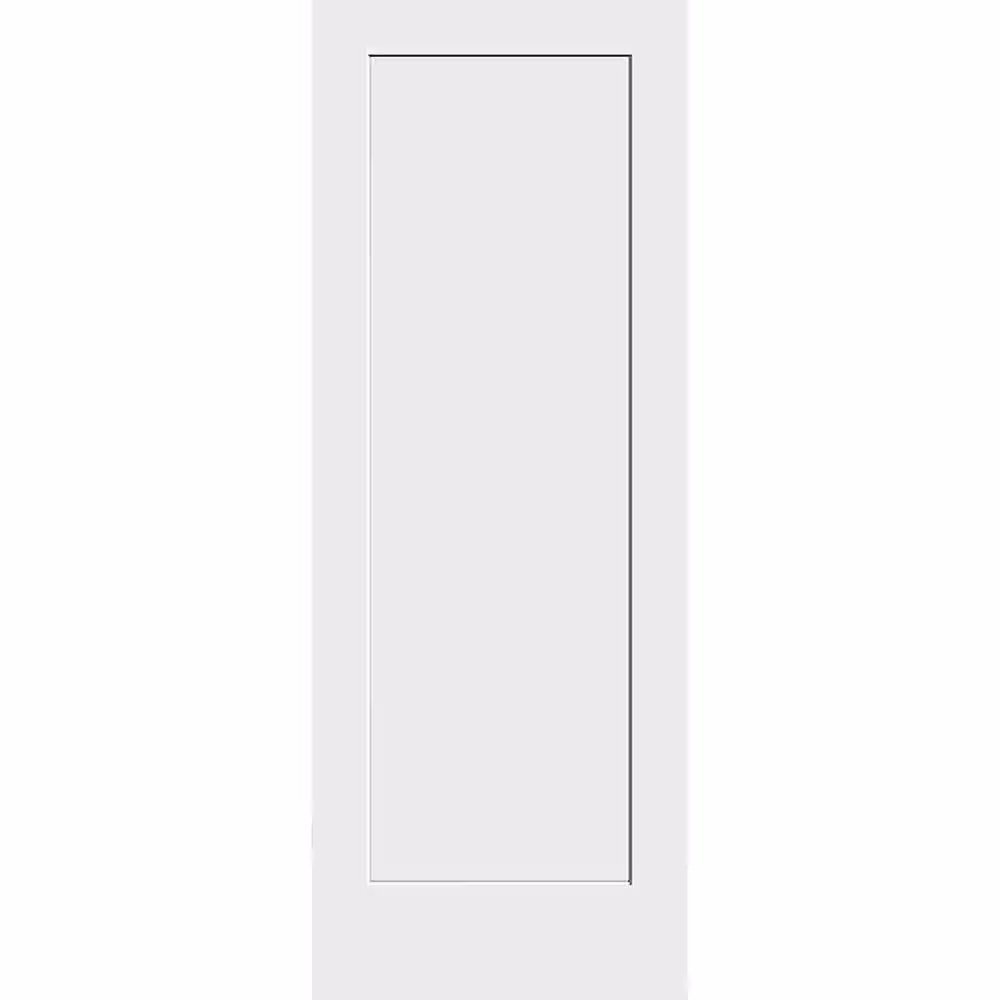 CODEL DOORS 26 in. x 80 in. 1-Panel Right Hand Solid Wood Primed White MDF Single Prehung Interior Door with Matte Black Hinges