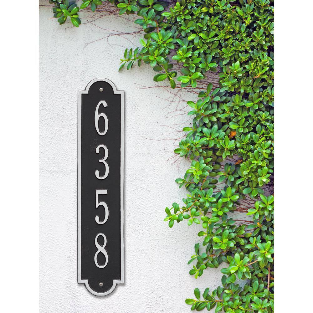 Whitehall Products Richmond Standard Rectangular Black/Silver Wall 1-Line Vertical Address Plaque
