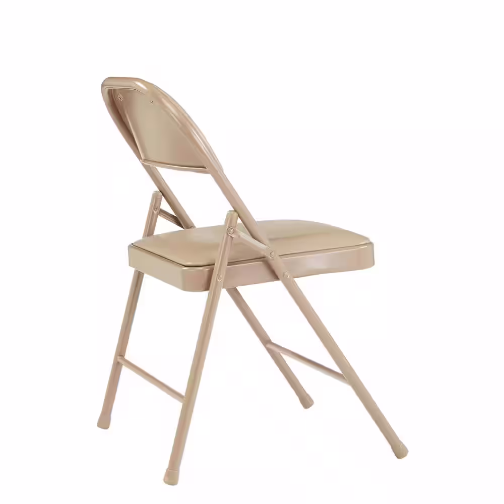 National Public Seating Beige Vinyl Padded Seat Stackable Folding Chair (Set of 4)