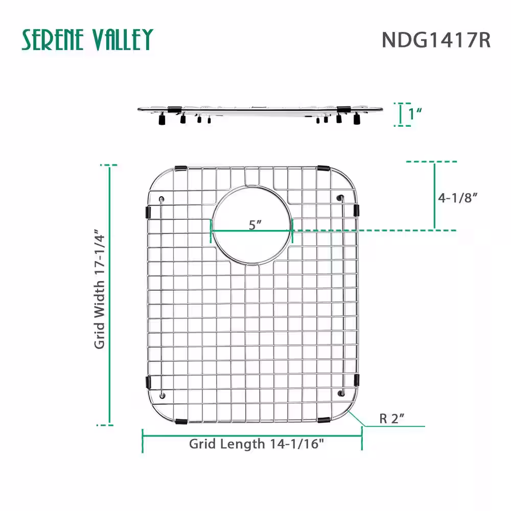 SERENE VALLEY 14.06-in x 17.17-in Rear Drain Heavy-Duty Stainless Steel Sink Grid SVM1417R