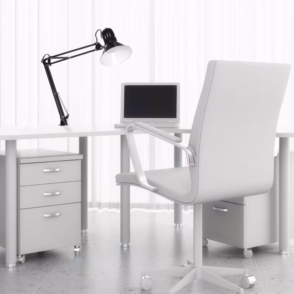 Globe Electric 32 in. Multi-Joint Metal Clamp Black Desk Lamp