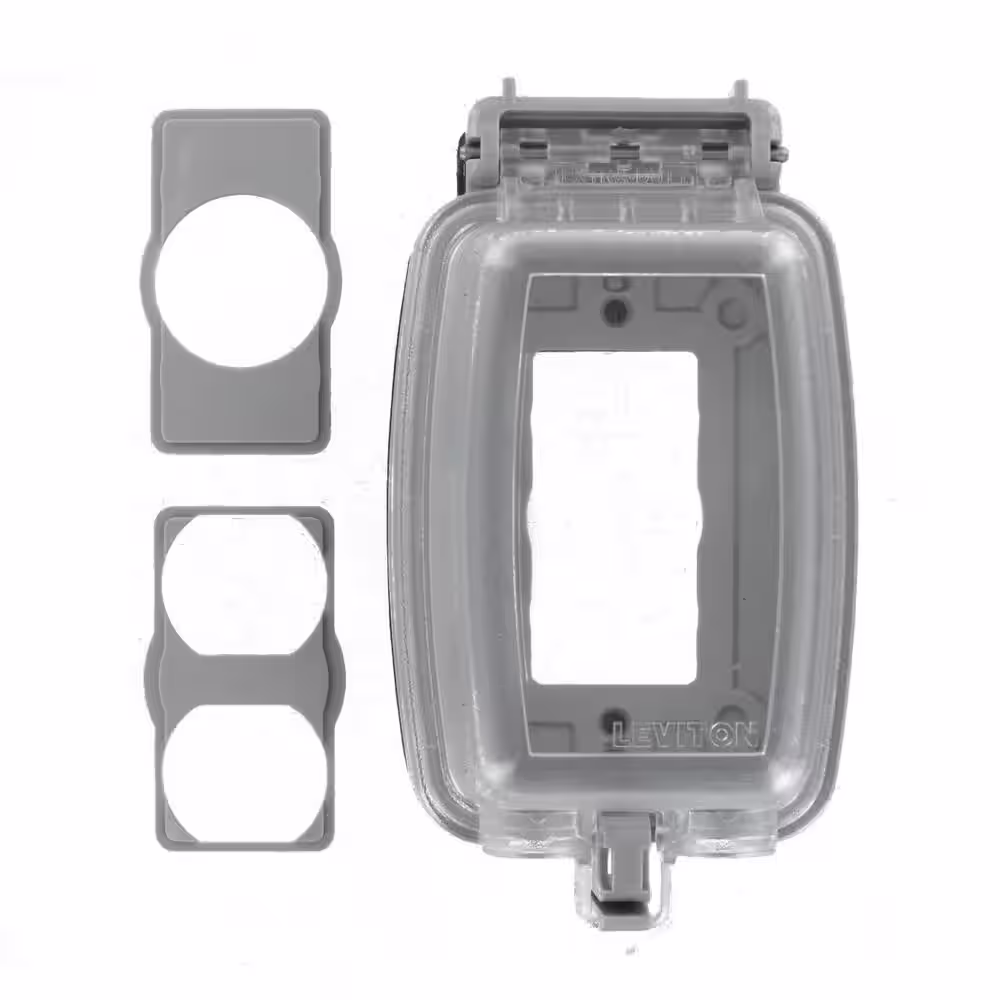 Leviton Decora/GFCI 1-Gang Extra Heavy Duty Raintight While-In-Use Device Mount Vertical Cover with Lid, Clear