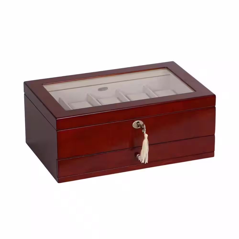 Mele & Co Christo Walnut Finish Wooden Watch Box