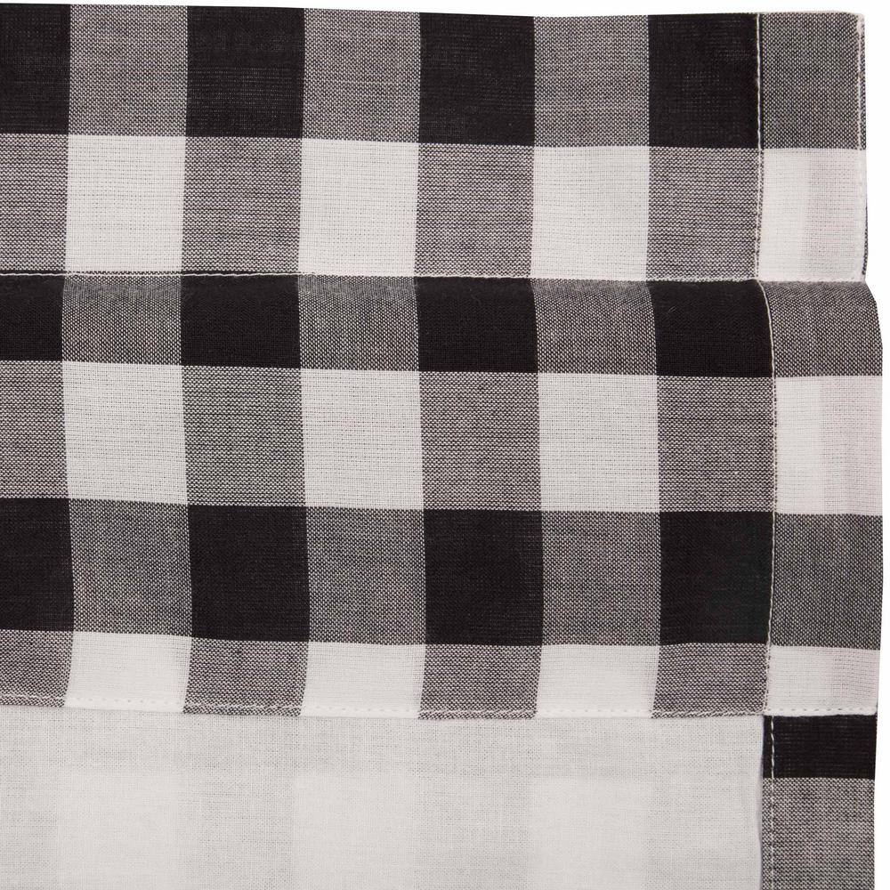 VHC BRANDS Annie Buffalo Check Black White 36 in. W x 84 in. L Ruffled Cotton Light Filtering Farmhouse Prairie Window Curtain Pair