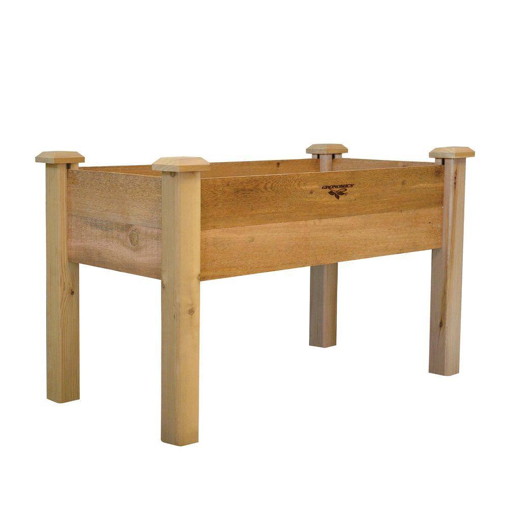 Gronomics 24 in. x 48 in. x 32 in. - 9 in. D Rustic Raised Garden Bed