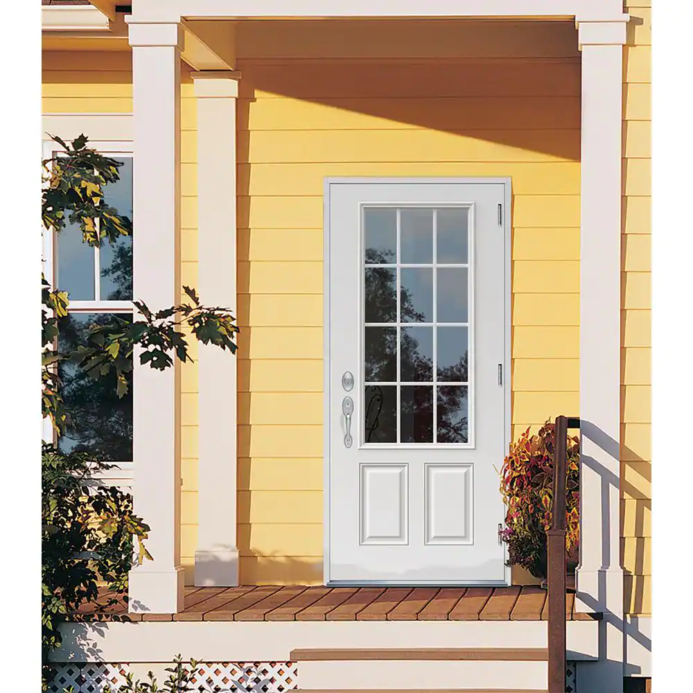 JELD-WEN 32 in. x 80 in. 12 Lite Primed Steel Prehung Left-Hand Outswing Entry Door