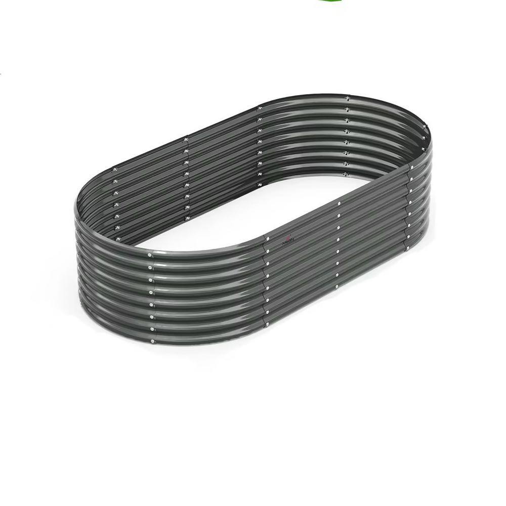 None 6 ft. L x 3 ft. W x 2 ft. H Outdoor Gray Galvanized Steel Raised Garden Bed Oval Above Ground Modular Planter Boxes