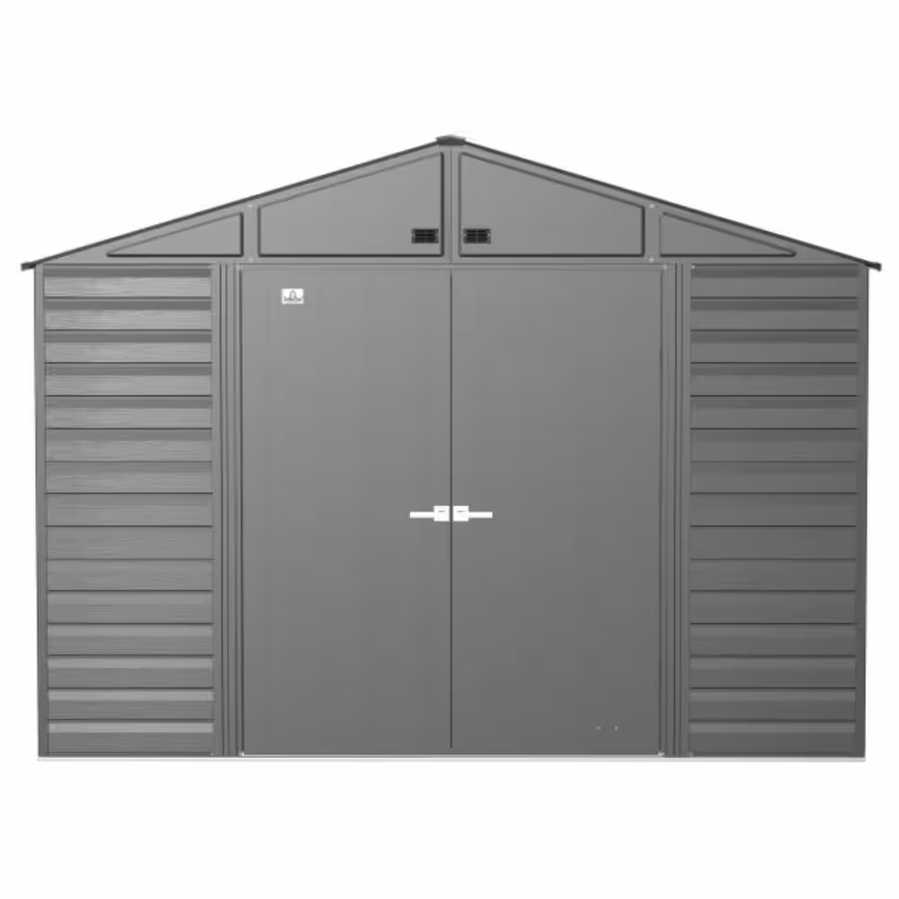 Arrow Select 10 ft. W x 14 ft. D Charcoal Metal Shed 129 sq. ft.