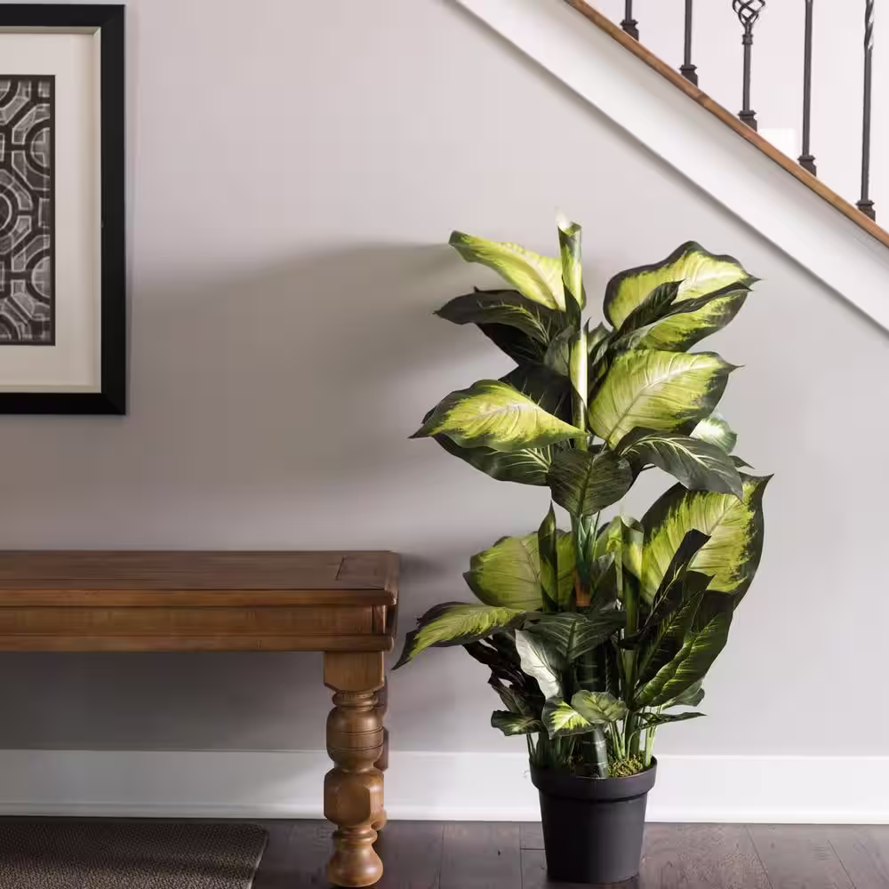 Vickerman 40 in. Artificial Dieffenbachia with Pot-Green White