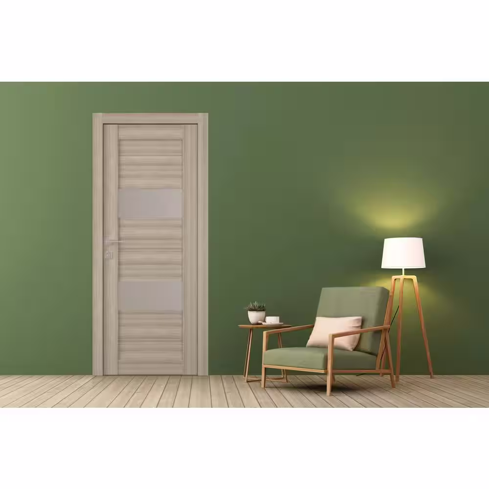 Belldinni Vita 36 in. x 80 in. No Bore Solid Core 2-Lite Frosted Glass Shambor Finished Wood Composite Interior Door Slab