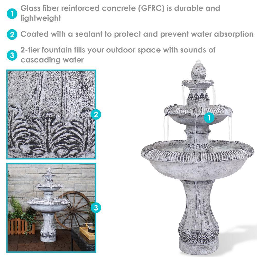 Sunnydaze Decor Mediterranean-Inspired 3-Tier Outdoor Water Fountain-Gray