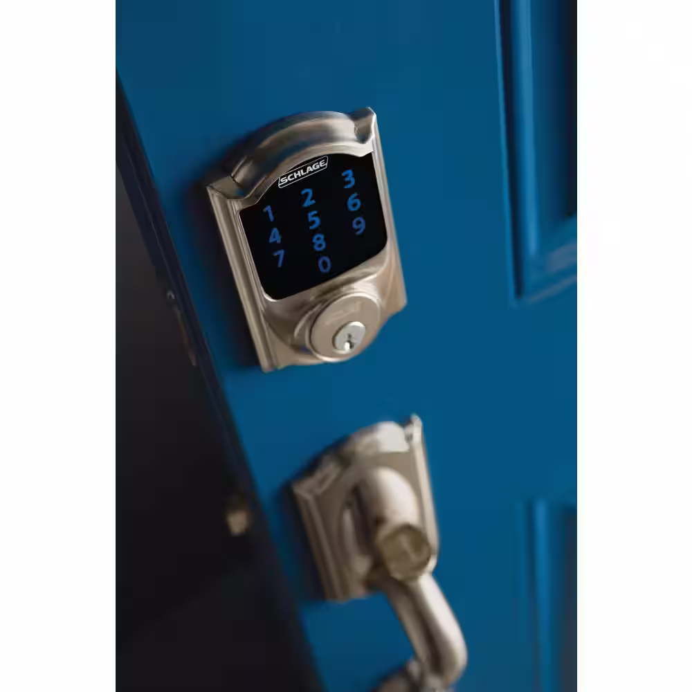 Schlage Camelot Satin Nickel Electronic Connect Smart Deadbolt - Z-Wave Plus Enabled