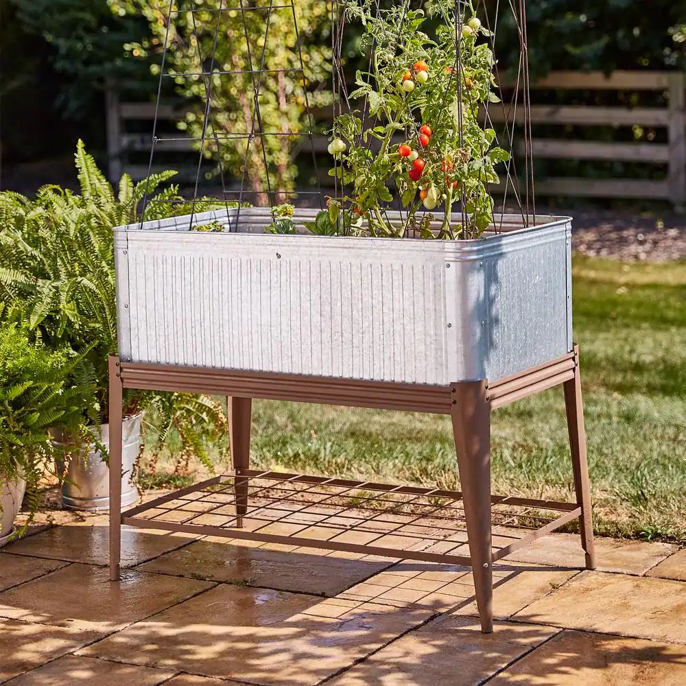 Vigoro Vintage Steel Stand Up Garden Planter with Stand
