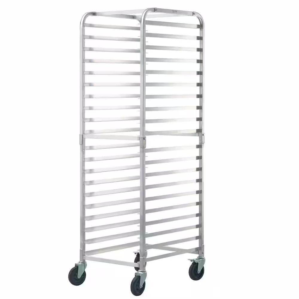 VEVOR Bun Pan Rack 20-Tier Commercial Bakery Racks with Brake Wheels26 in. L x 20.4 in. W x 70 in. H Bread Baking Equipment