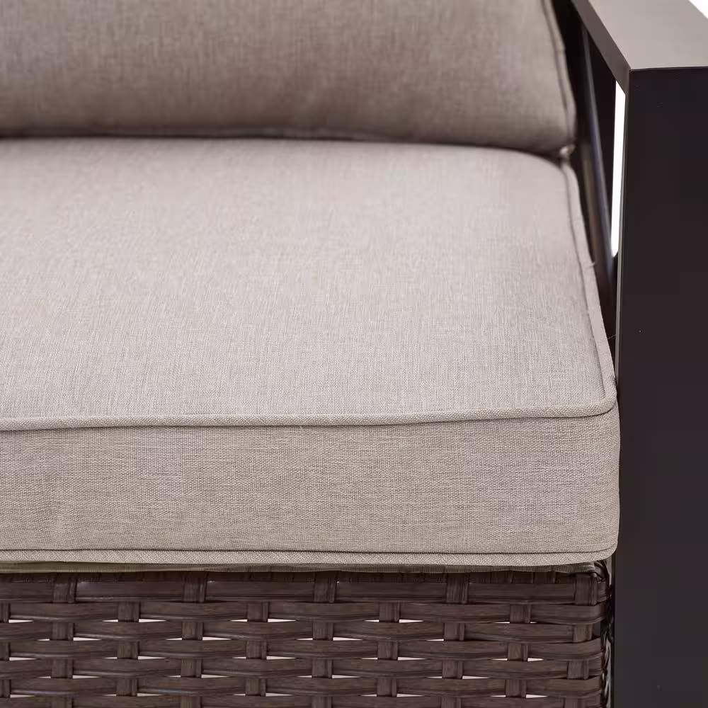 Patio Festival X-Arm 7-Piece Wicker Conversation Set with Beige Cushions