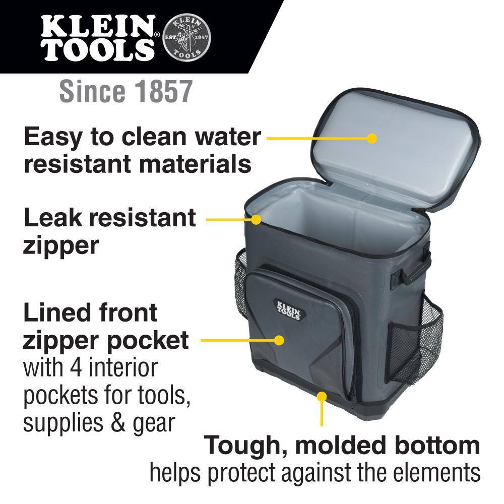 Klein Tools 22 .8 Qt. Backpack Cooler and Ice Pack Set, 3-Piece