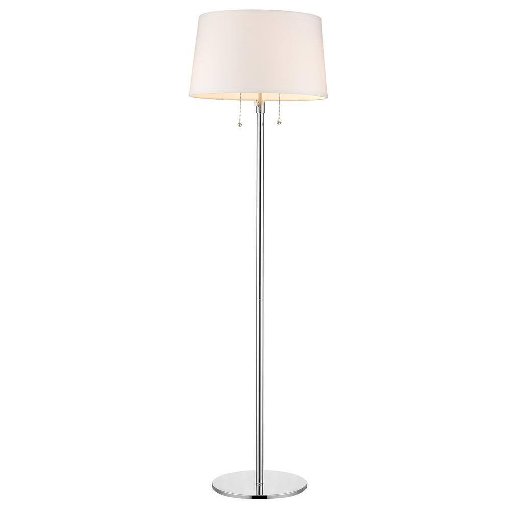 Trend Lighting Urban Basic 59 in. 2-Light Polished Chrome Adjustable Floor Lamp With Off-White Linen Shade