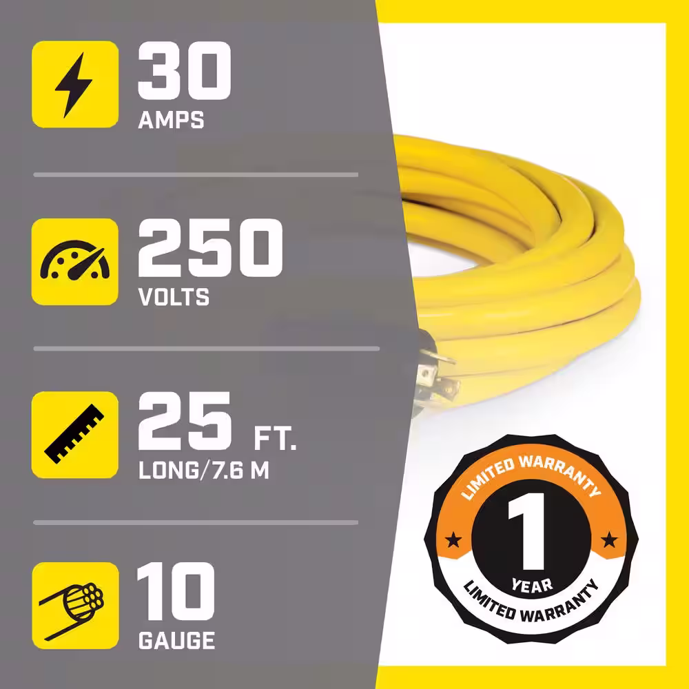 Champion Power Equipment 25 ft. 30 Amp 240-Volt Generator Power Cord