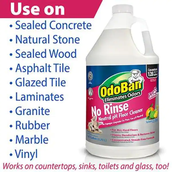 OdoBan 1 Gal. No Rinse Neutral pH Floor Cleaner, Concentrated Hardwood and Laminate Floor Cleaner, Streak Free
