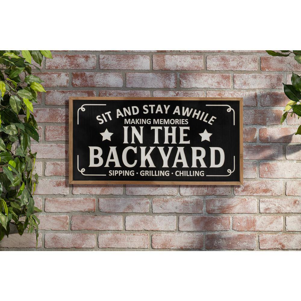 None 31.5 in. L Wood Engraved Black Decorative Sign Wall