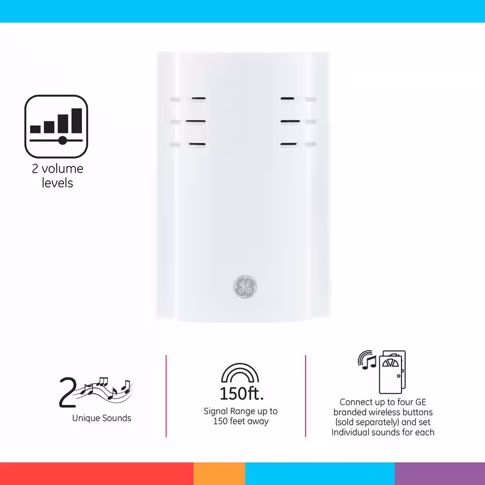 GE Plug-In Chime with 2 Melodies and 1 Push Button