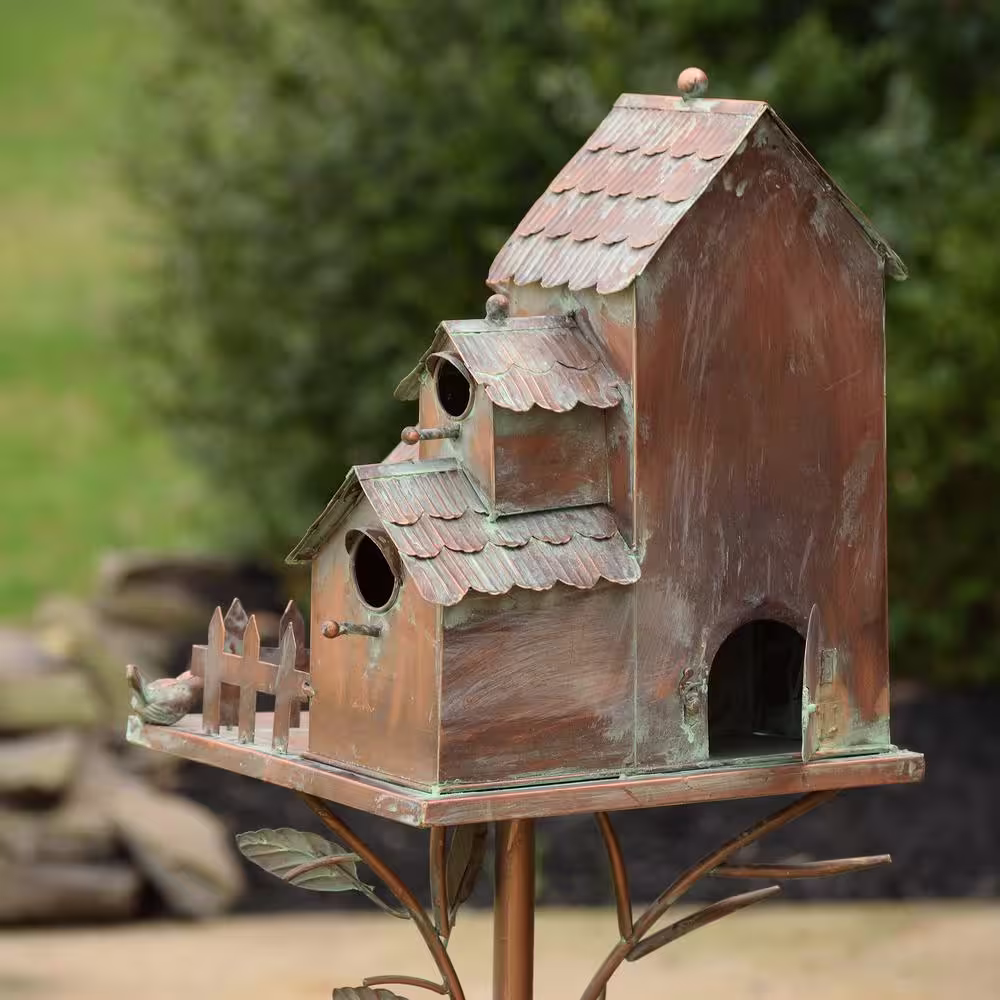 Zaer Ltd. International Doylestown Copper Multi-Bird Condominium Birdhouse Stake