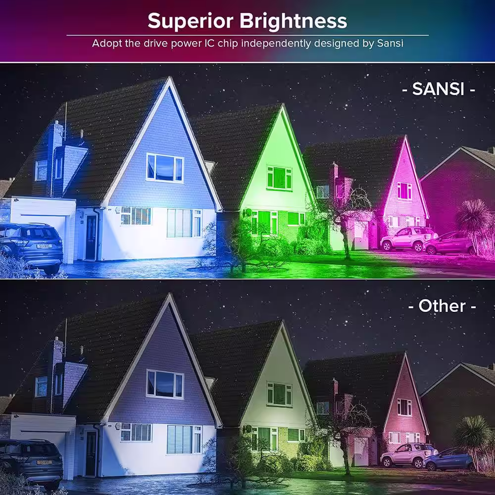 SANSI 30-Watt Plug-in Black RGB LED Landscape Flood Light with 16 Colors and 4 Modes, Includes Remote Control
