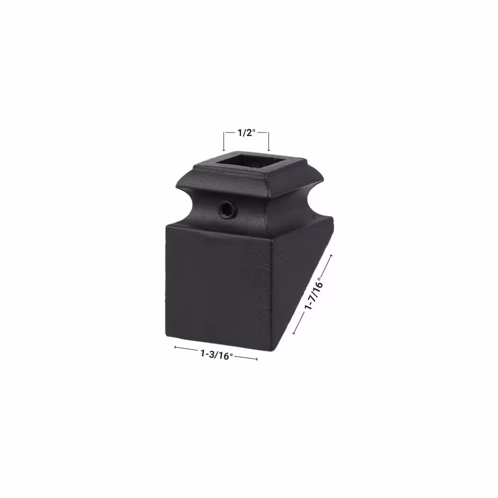 EVERMARK Stair Parts 1/2 in. Matte Black Angled Metal Baluster Shoe for Stair Remodel
