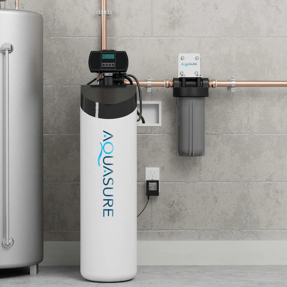 AQUASURE Harmony Lite Compact ALL-In-One 32,000 Grain Whole House Water Softener with Triple Purpose Pre-Filter