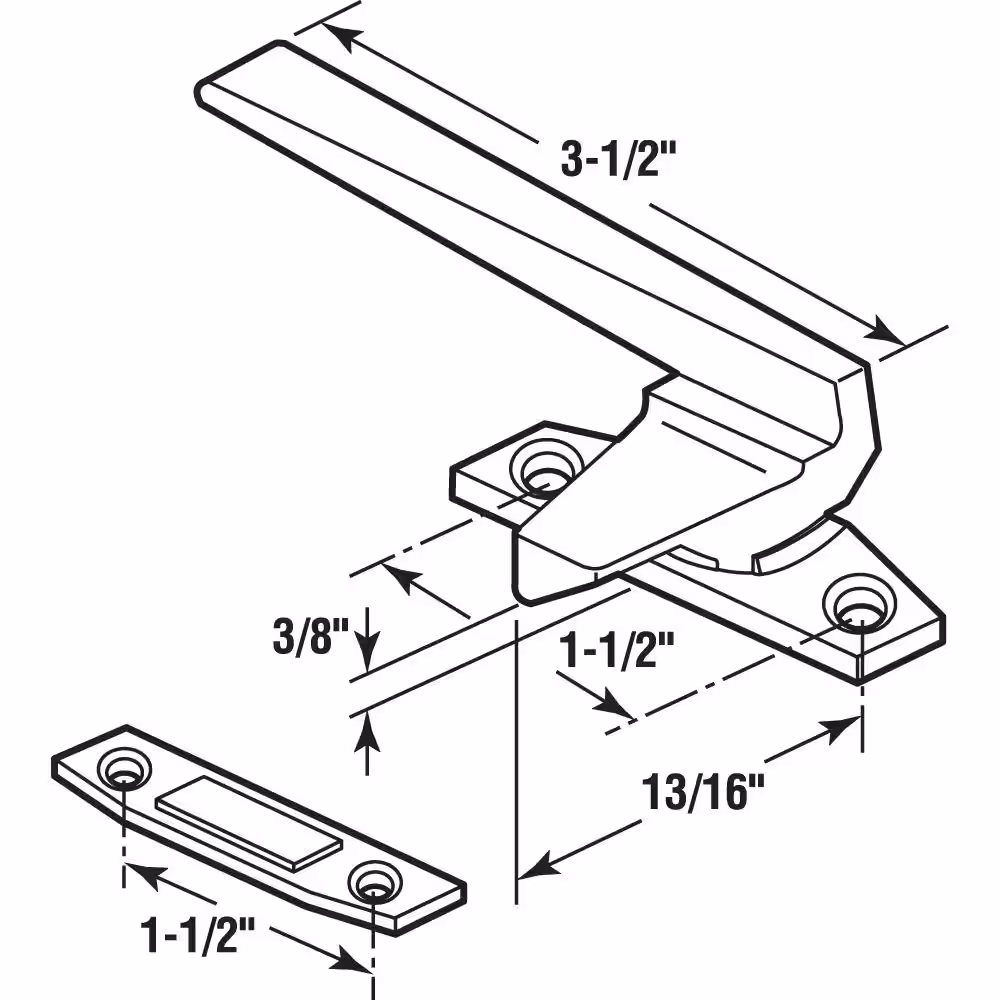 Prime-Line Left-Handed, Bronze, Casement Locking Handle with Offset Base