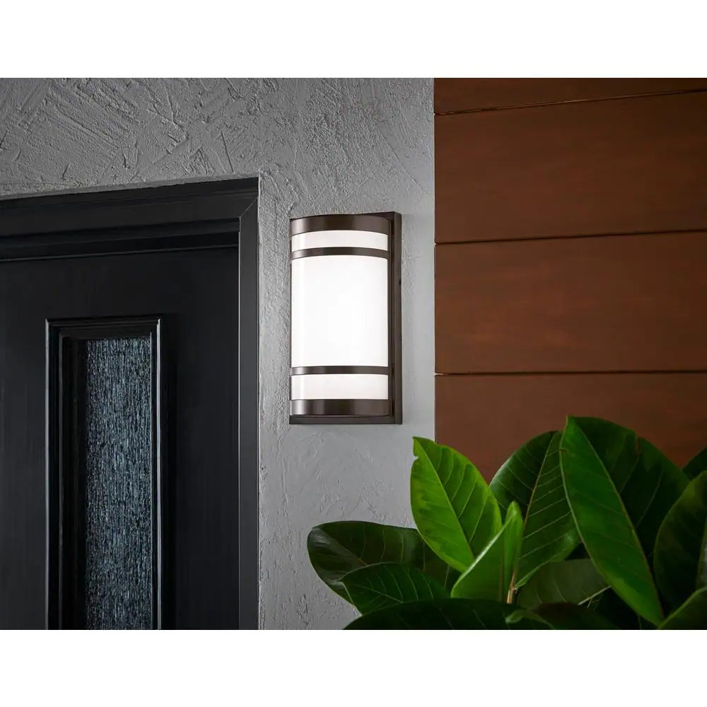 Home Decorators Collection 1-Light Oil Rubbed Bronze LED Outdoor Wall Mount Lantern with White Glass