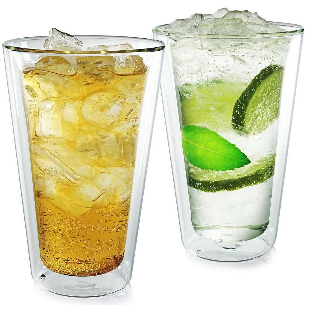 Casa Bellante Sorrento Double-Wall 12 oz. Clear Glassware Tumbler (2-Pack)