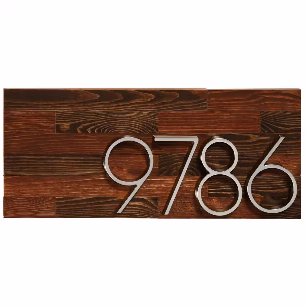 None Large Rustic Wood Address Plaque