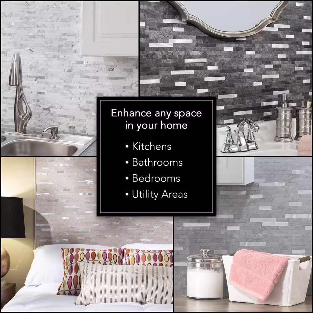 Aspect Collage 14.9 in. x 11.75 in. Carrara Subway Peel and Stick Decorative Backsplash in  (5-pk/case) 6.07 sq. ft.