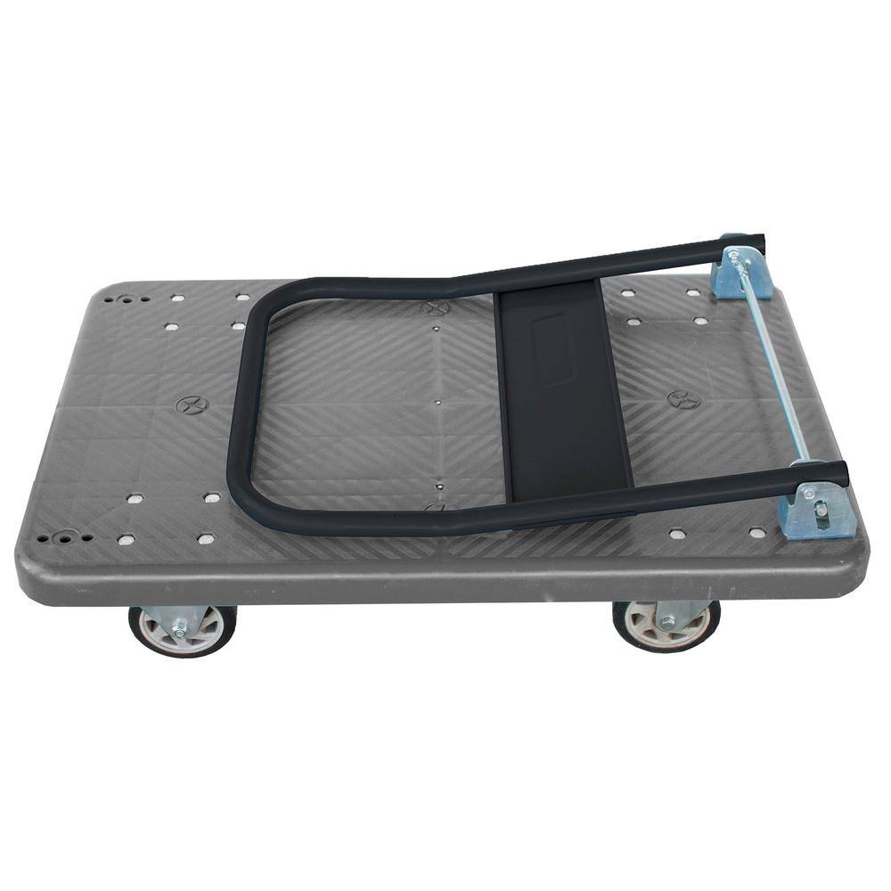 PRO-SERIES 34.5 in. W 660 lbs. Capacity Heavy-Duty Plastic Folding 4-Wheeled Platform Truck/Utility Cart in Blue