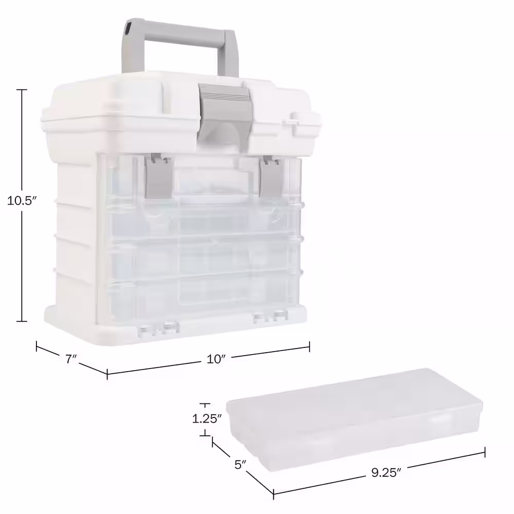 Stalwart 7 in. W - White Plastic 4 Drawer Tool Box for Hardware or Craft Supplies - Portable Tool Box