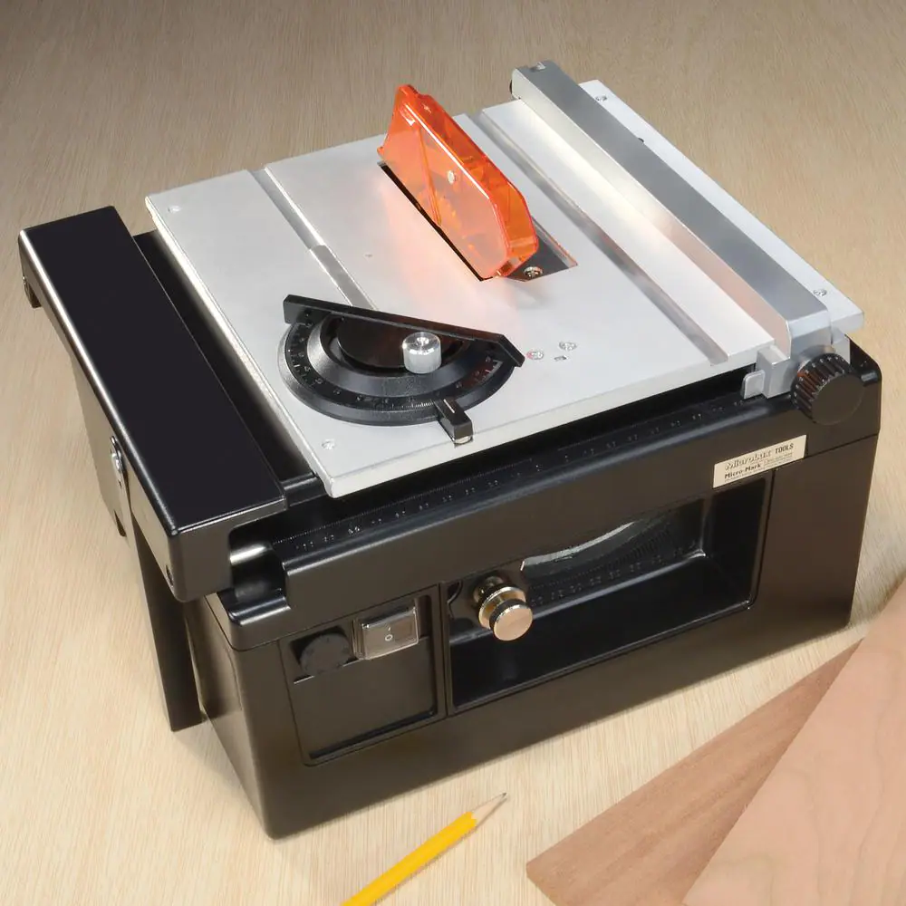 MicroLux Mini Tilt Arbor Table Saw for Benchtop Hobby Use