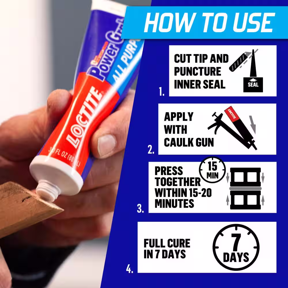 LOCTITE Power Grab All Purpose Instant Grab 6 oz. Latex Construction Adhesive White Tube (each)
